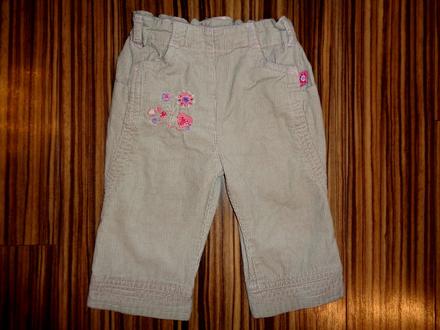 Krásné béžové vyšívané manžestráky, baby club,68