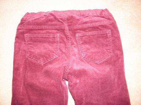 Vínové dívčí úzké manžestráky zn. h&m vel.128, h&m,128