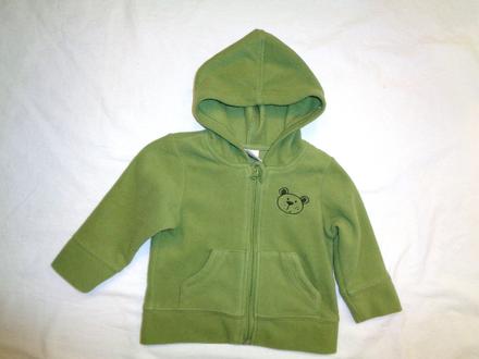 Pěkná zelená flízová mikina s méďou 74/80, 74