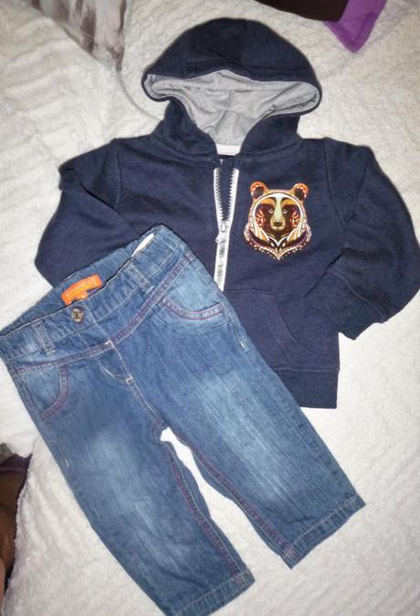Bezva komplet mikiny a džín - vel.74 a více, 68–80