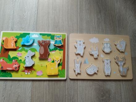 Dřevěná vkládačka se zvířátky, 