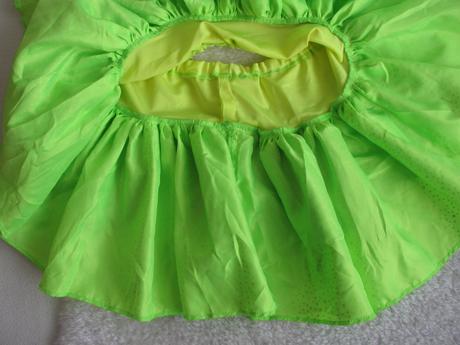 Krásná saténová žluto zelená sukně s flitry, 116