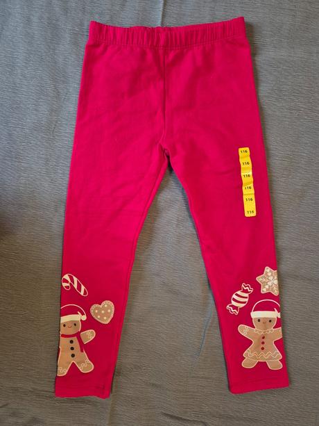 Zateplené legíny s vánočním motivem vel. 116, pepco,116