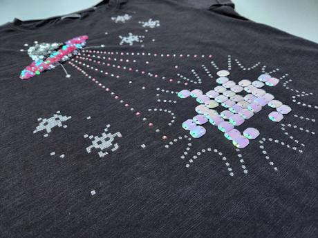 Ufo flitrové triko s krátkým rukávem vel. 140, next,140