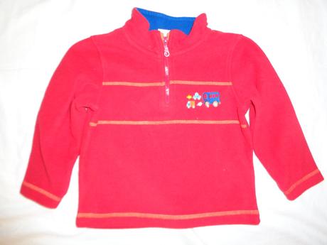 Krásná červená flízová mikina s autíčkama 86/92, 86