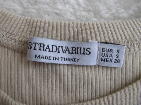 Crop top dívčí bavlněné žebrované béžové tričko, stradivarius,s