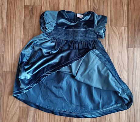 Sametové vánoční modré šatičky,  so cute, vel. 92, 92