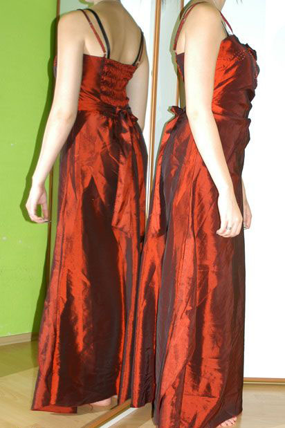 Společenské plesové vínově červené dlouhé šaty, 38