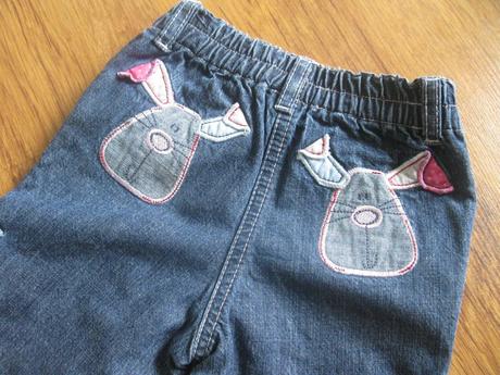 Podšité džíny se zajíčky na zadečku, next,68