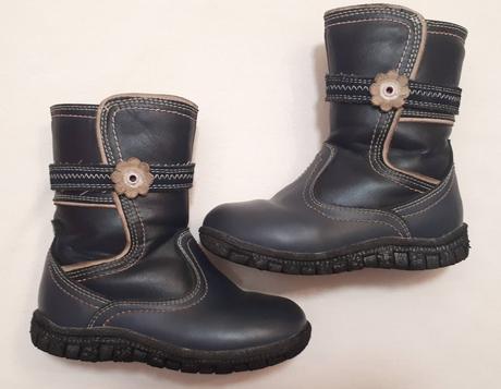 Dětské černé kožené kozačky, zn.protetika, vel.27, protetika,27