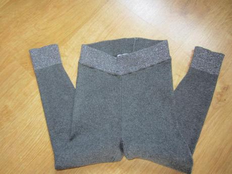 Teplé úpletové legíny se stříbrnou nitkou, h&m,92