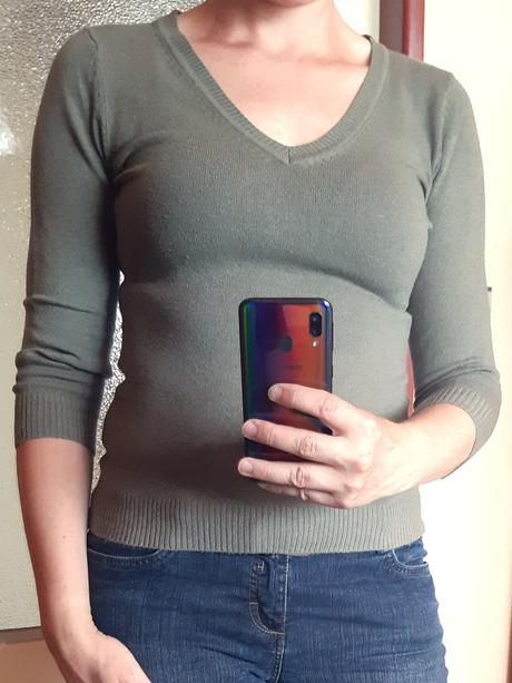 Khaki zelený svetřík, h&m,s