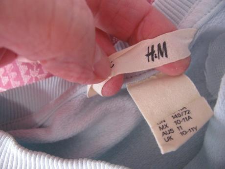 Bavlněná sv. modrá crop top mikina, h&m,146