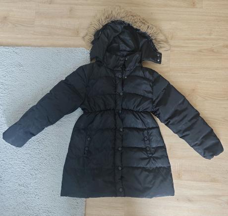 Cerna zimni bunda s kapucou, vel. 150, 146