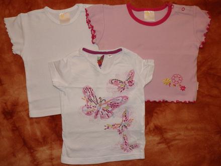 3x tričko s krátkým rukávem, motýlci, 92