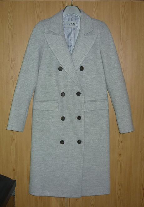 Šedý dámský vlněný kabát edan, s