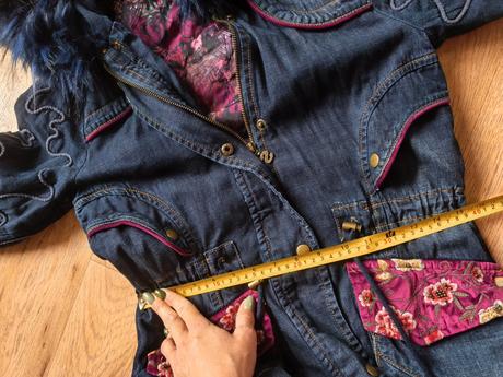 Džínová bunda parka kabát desigual xs/s, desigual,xs