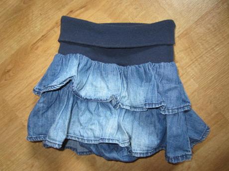 Džínová volánková sukně se všitýma kalhotkama, h&m,74