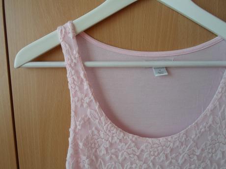 Růžové krajkové tričko tílko růžový top amisu, amisu,m