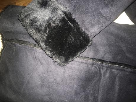 Černý kabátek ala broušená kůže kožíšek, vel m/l,, m