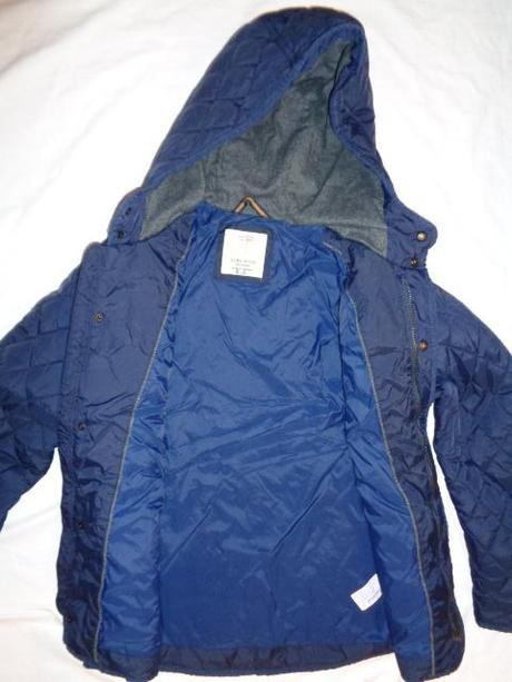 Luxusní tmavomodrý prošívaný kabát - elegantní, zara,158