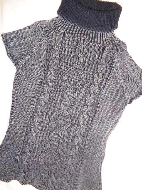 Luxusní šedý copánkový bavlněný svetr, 152