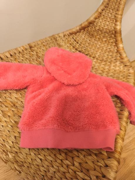 Růžová chlupatá bunda mikina roxy 74/80, roxy,74