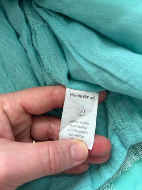 Ob/ šaty tyrkysový- v.7/8 let, 128