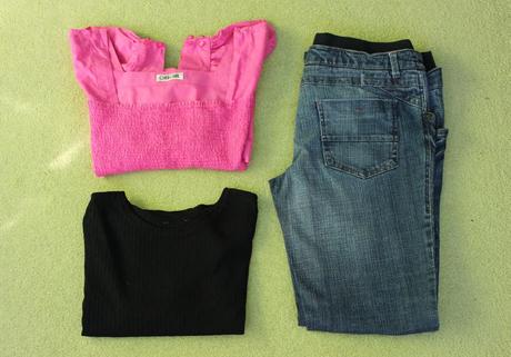 Těhotenské džíny + 2 těhotenské halenky, c&a,42