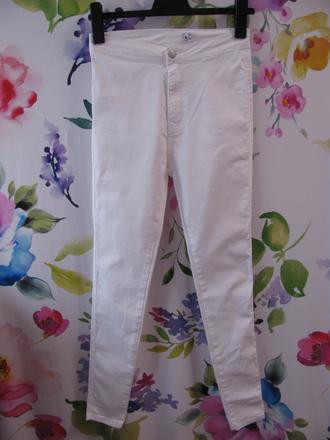 Bílé elastické džíny skiny, 38