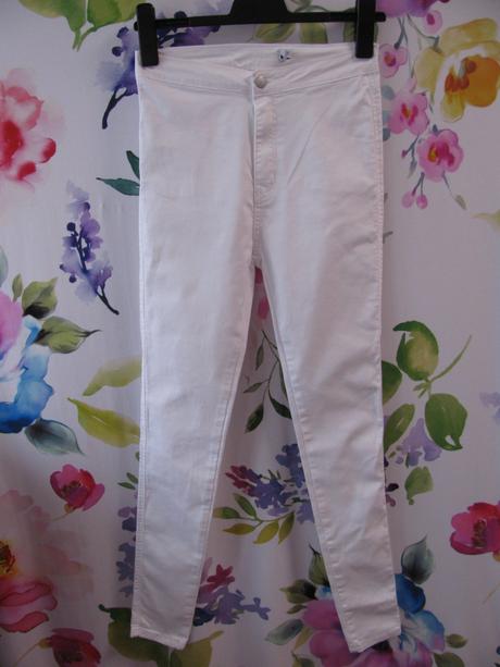 Bílé elastické džíny skiny, 38