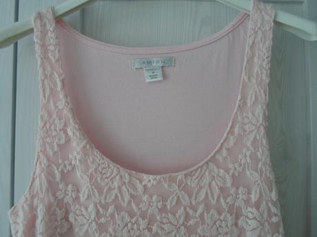 Růžové krajkové tričko tílko top amisu, amisu,m
