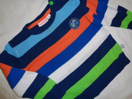 Super barevný pruhovaný přízový svetr, 74