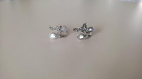 Stříbrný prstýnek na ruku duhové očko vážka motýl, 