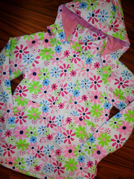 Květovaný nepromokavý kabát podšitý flízem, kids,140