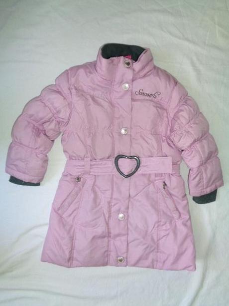 Krásný zimní fialkový kabát - srdíčka, dopodopo,98