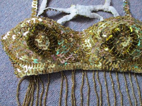 Flitrový zlatý set na břišní tance ,