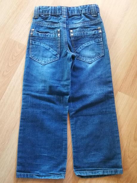Džíny kalhoty denim, modré, nášivka vel. 116, denim,116