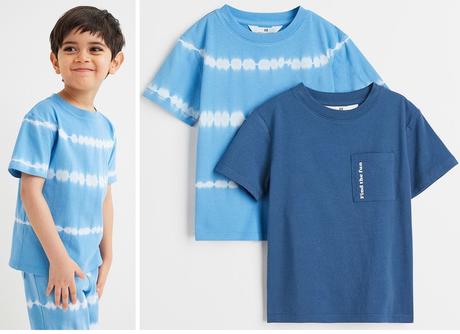 2-pack dětská trička h&m batikované modré + tmavé, h&m,110 / 116