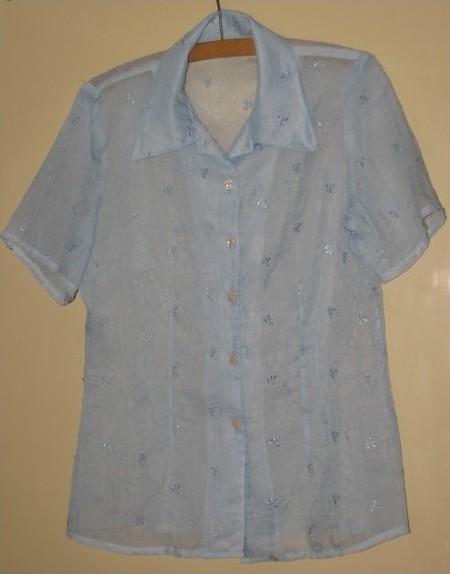 Krásná průsvitná bleděmodrá halenka, 36