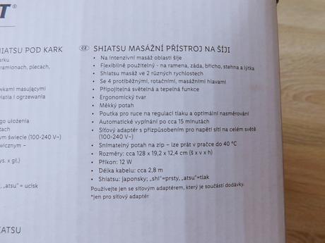 Shiatsu masážní límec, 