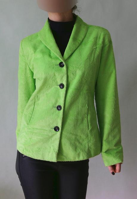 Výrazně zelené plyšové sako peter hahn vel.s, s