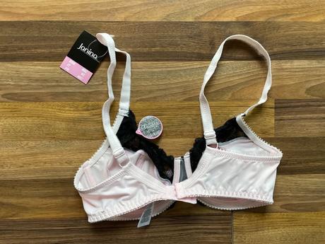 Nová růžová podprsenka s černou krajkou, vel 80/c,, 80c