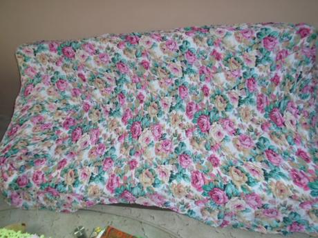 Potah povlak návlek na dvojgauč s područkou květy,