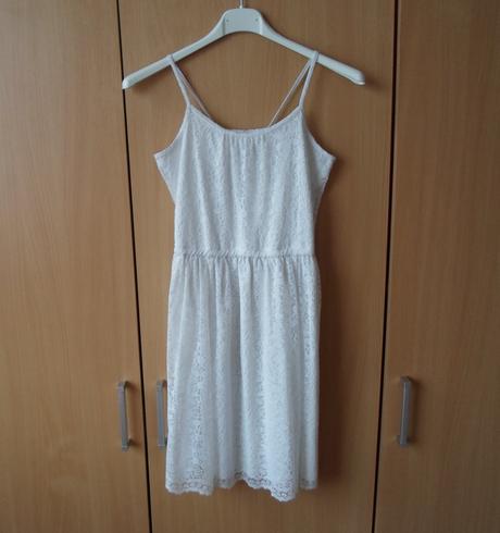 Bílé krémové krajkové šaty šatičky, h&m,146