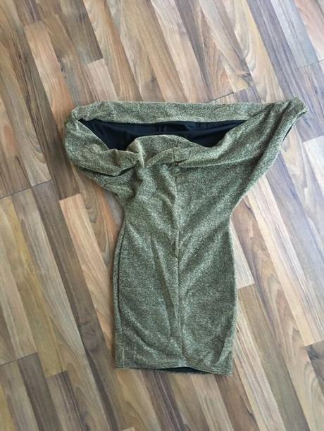 Nové zlatý třpyt šaty na ramena a voda, vel s, pre, s