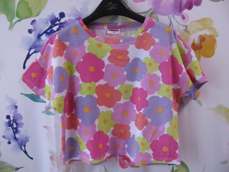 Crop top barevné bavlněné tričko, 152