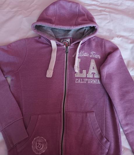 Fialová mikina na zip s kapucí, s