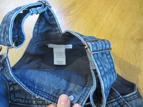 Nádherné džínové lacle, zahradníky se snoopym, h&m,74