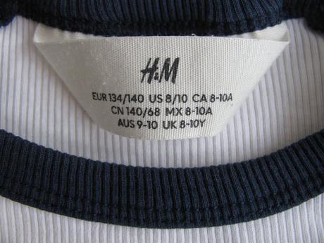 Crop top bavlněné řádkované tričko h&m, h&m,140